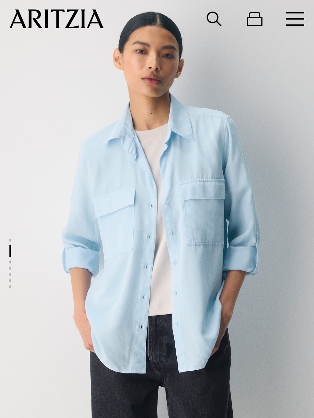 Aritzia Babaton Sky Blue Utility Shirt XS